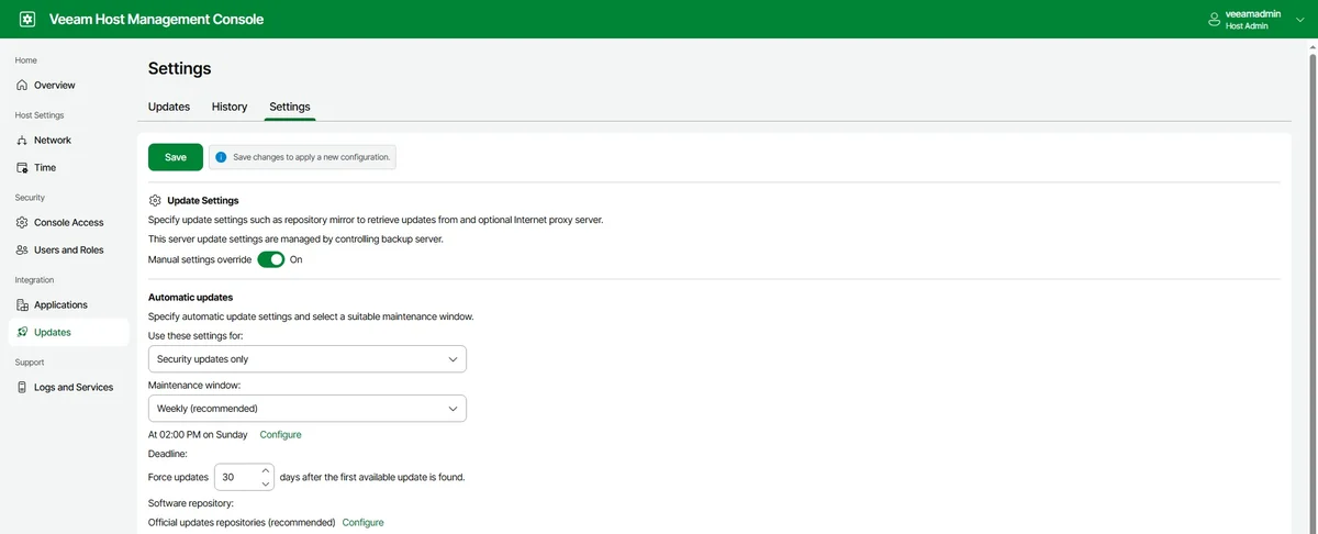 Veeam Software Appliance採用經強化並由 Veeam 託管的 Linux 精簡作業系統「Just Enough OS」(JeOS),依循最佳安全實踐進行優化,並自動維護及更新